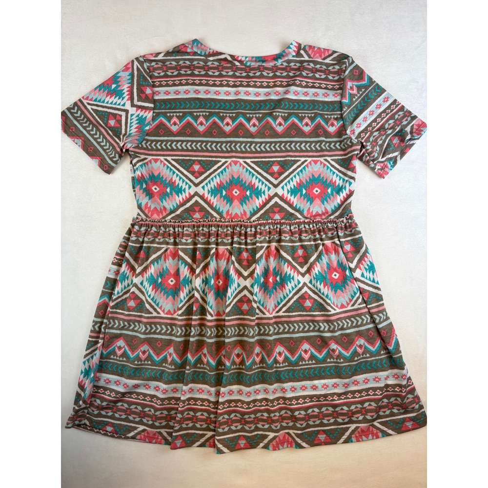 Heimish USA Aztec Print Short Sleeve Dress Casual Boho Festival Medium New - Picture 7 of 7